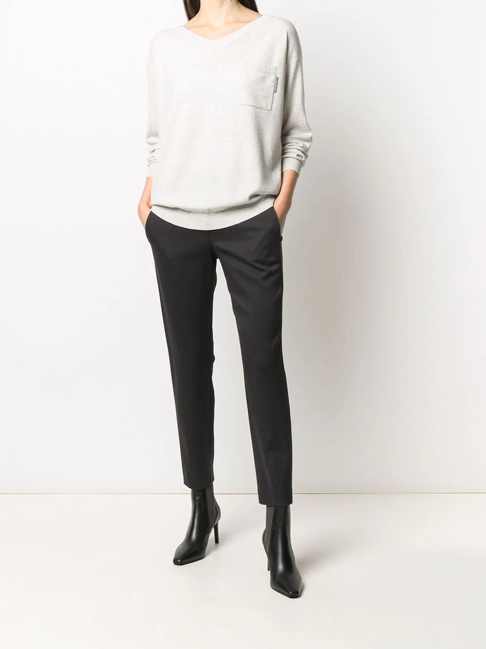 cropped slim-fit trousers - 2