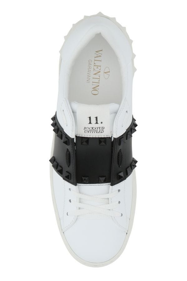 White leather Rockstud Untitled sneakers with black band - 4