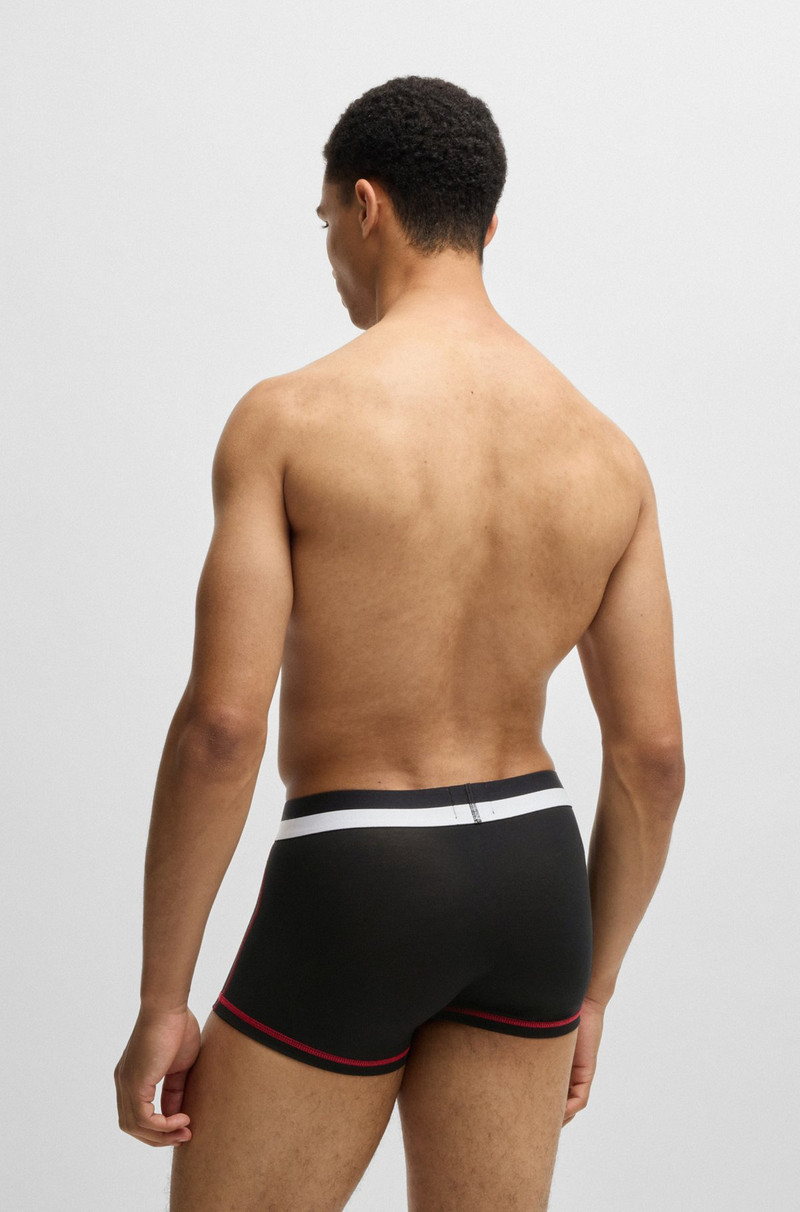 HUGO STRETCH-JERSEY TRUNKS WITH COLOR-BLOCK WAISTBAND outlook