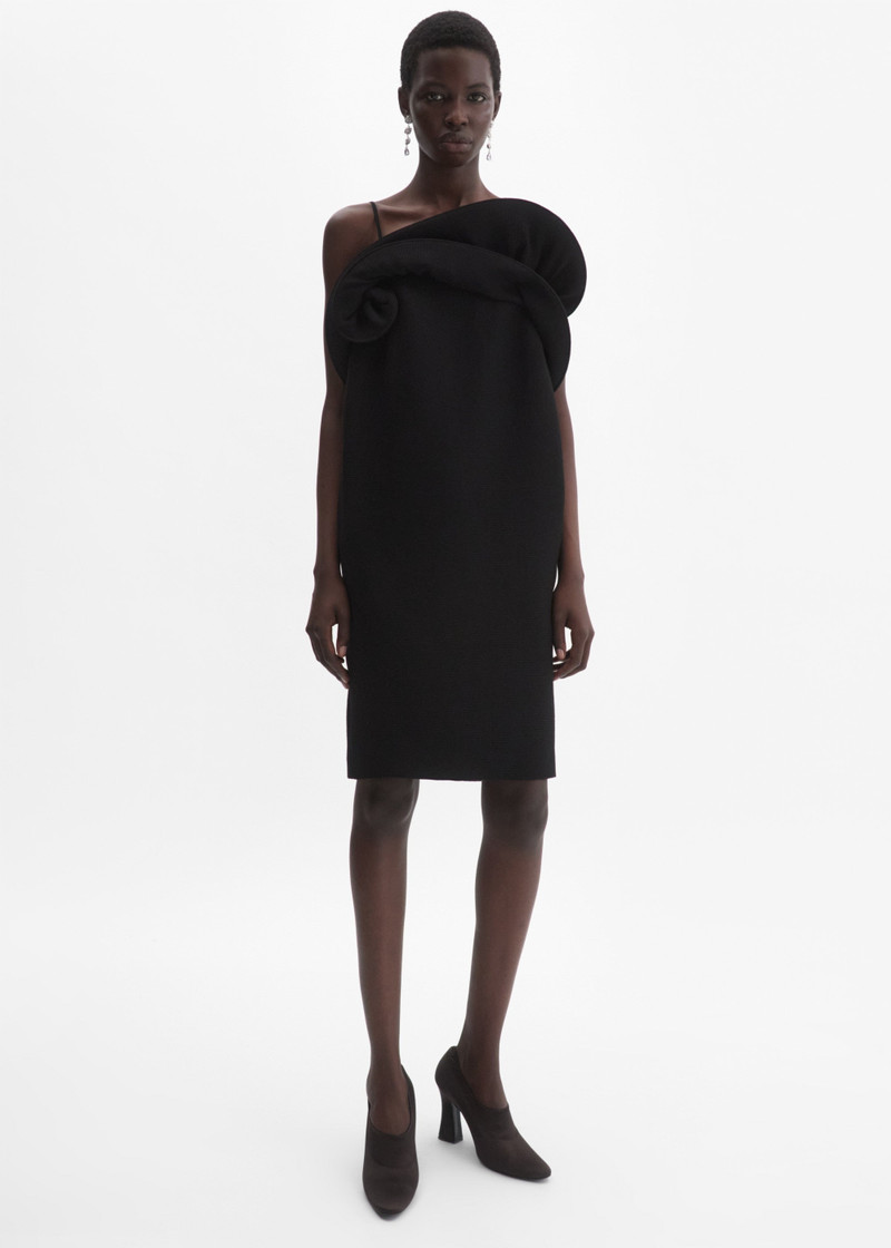 Sculptural neckline dress in black 4