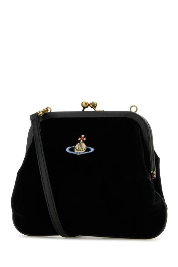 Black velvet Vivienne clutch - 2