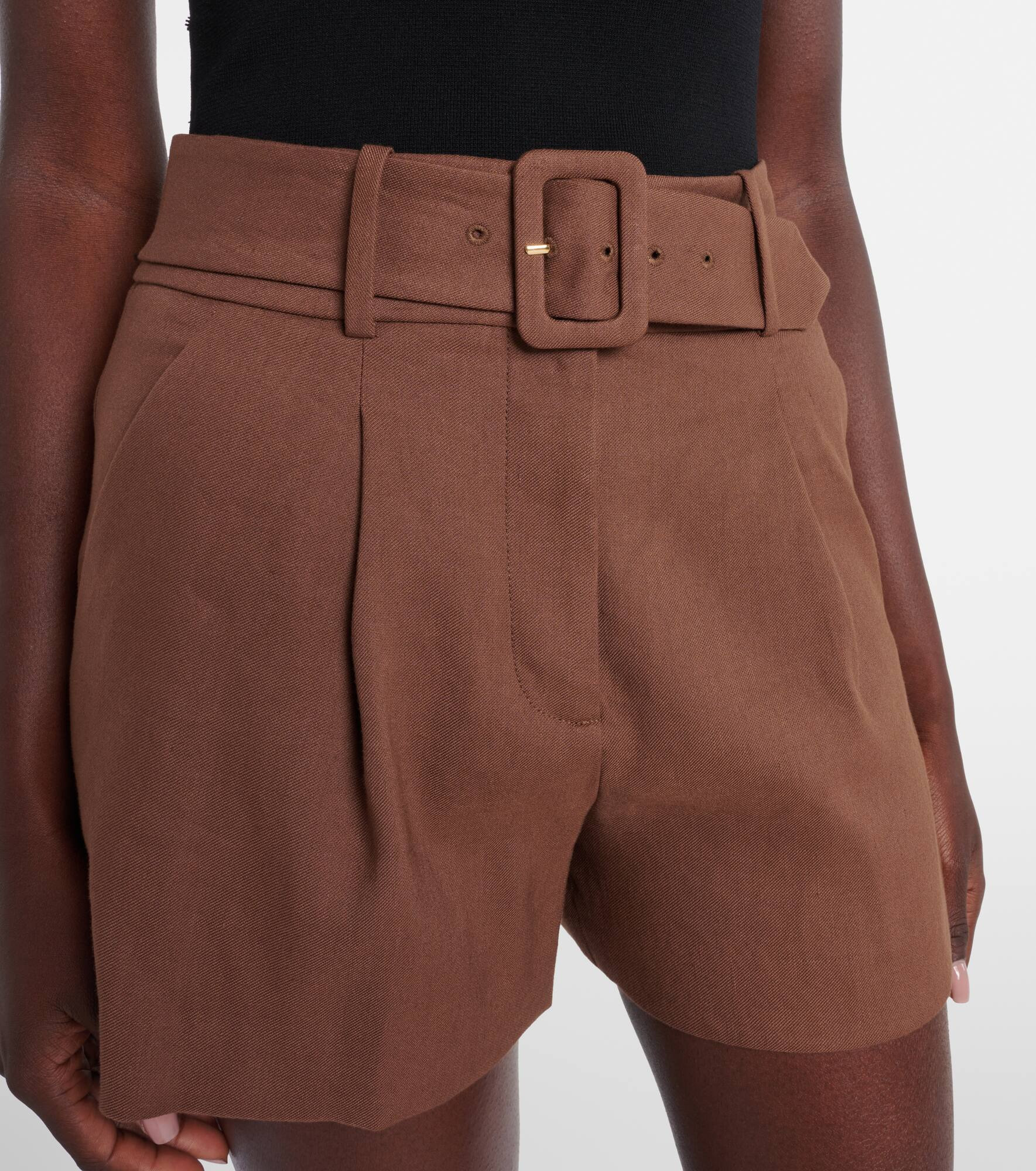 Piper belted linen-blend shorts - 4