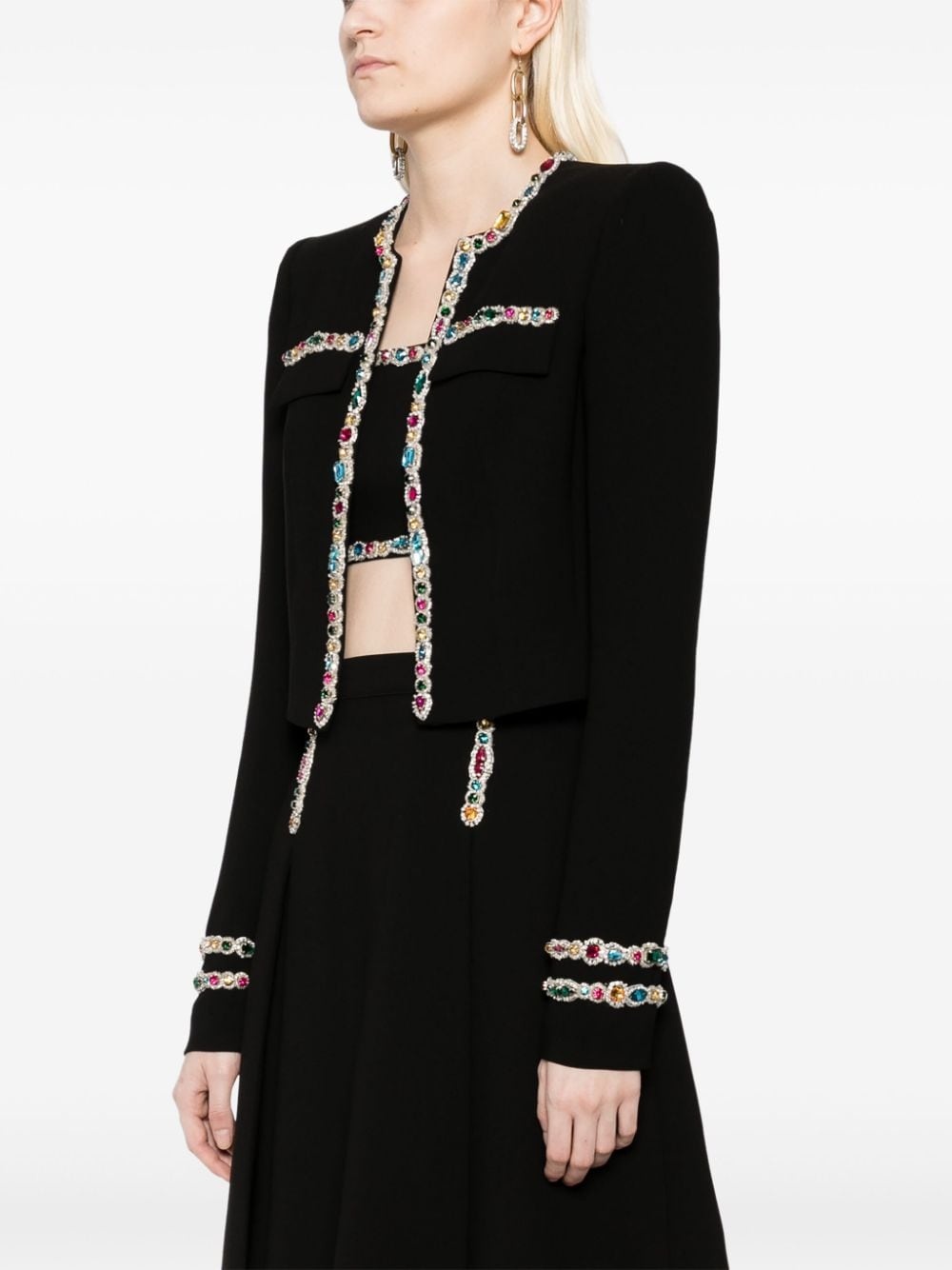 crystal-embellished cady cropped jacket - 3