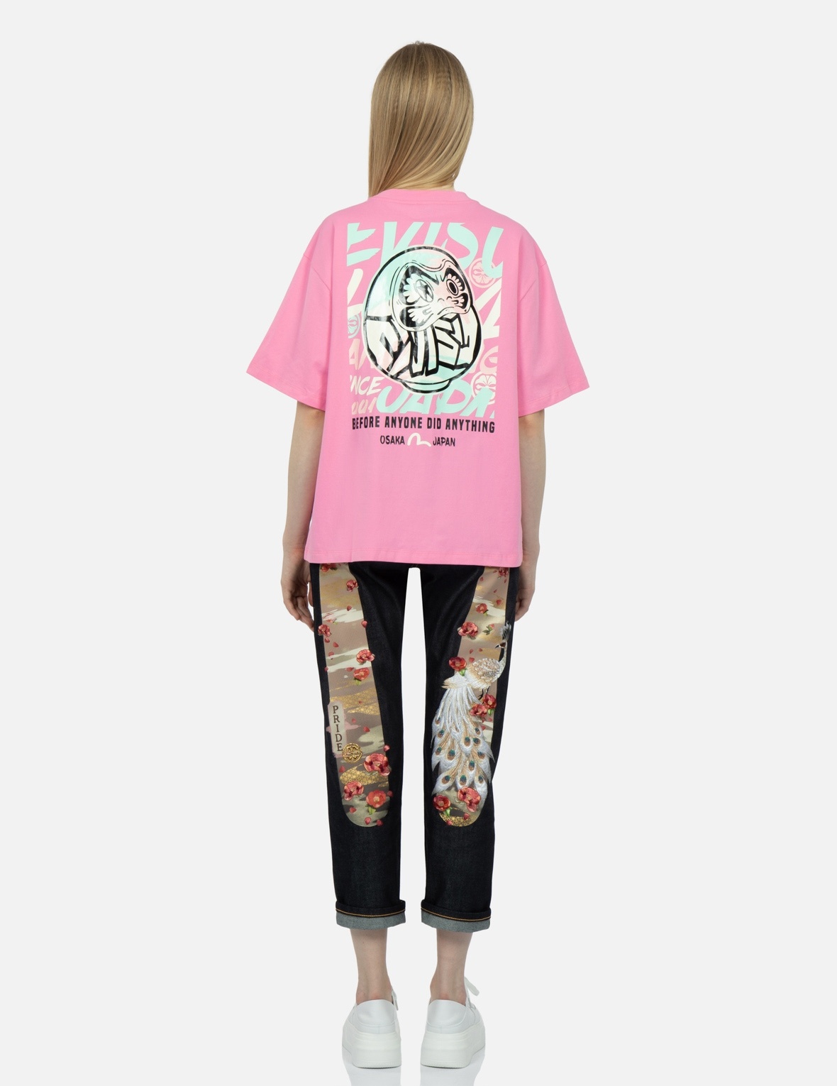 GRAFFITI DARUMA AND SEAGULL PRINT T-SHIRT - 5