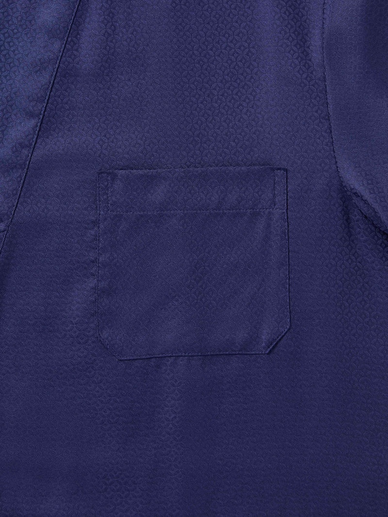 Men's Lounge Gown Lombard 6 Cotton Jacquard Navy - 8