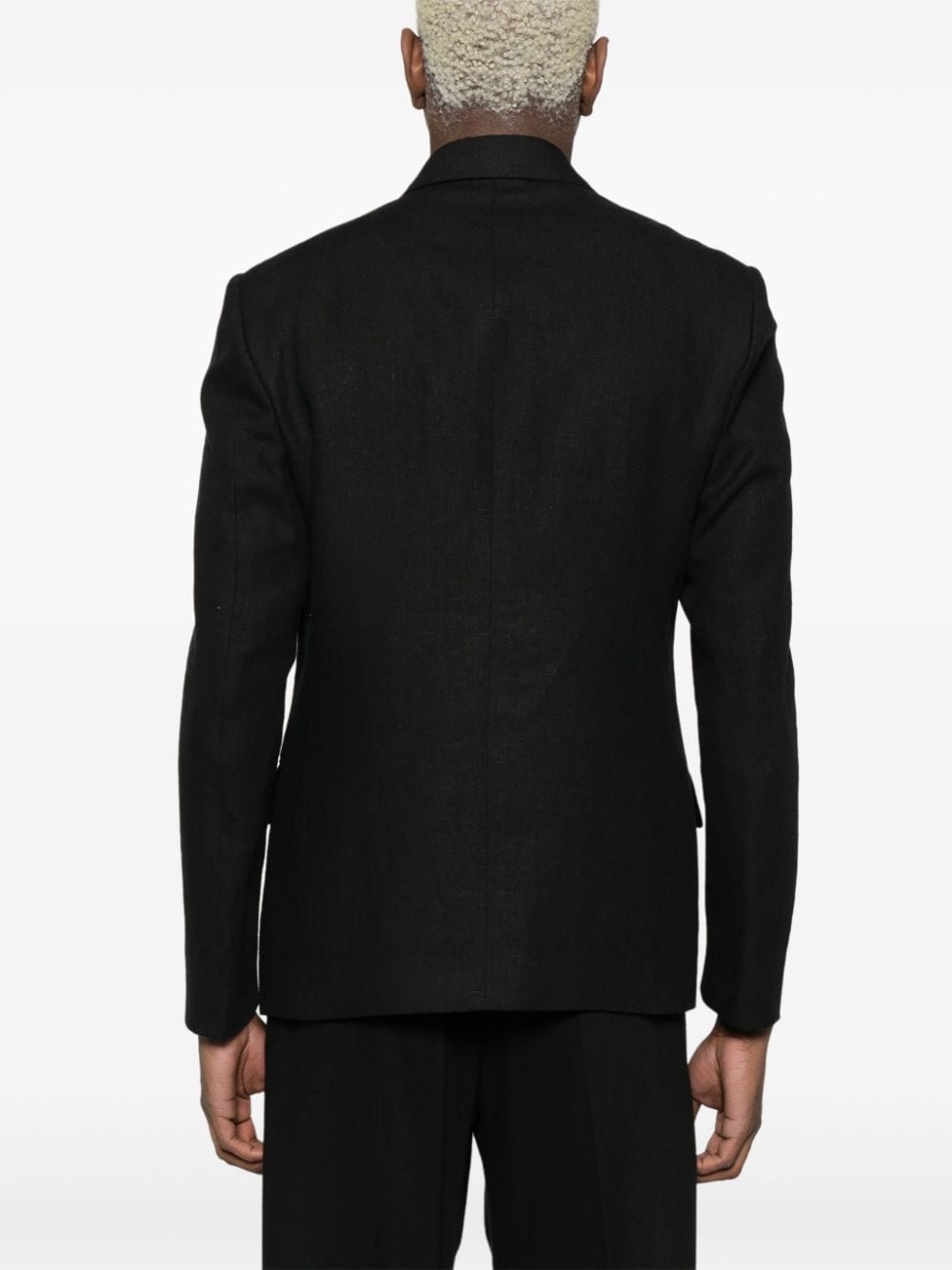 double-breasted linen blazer - 4