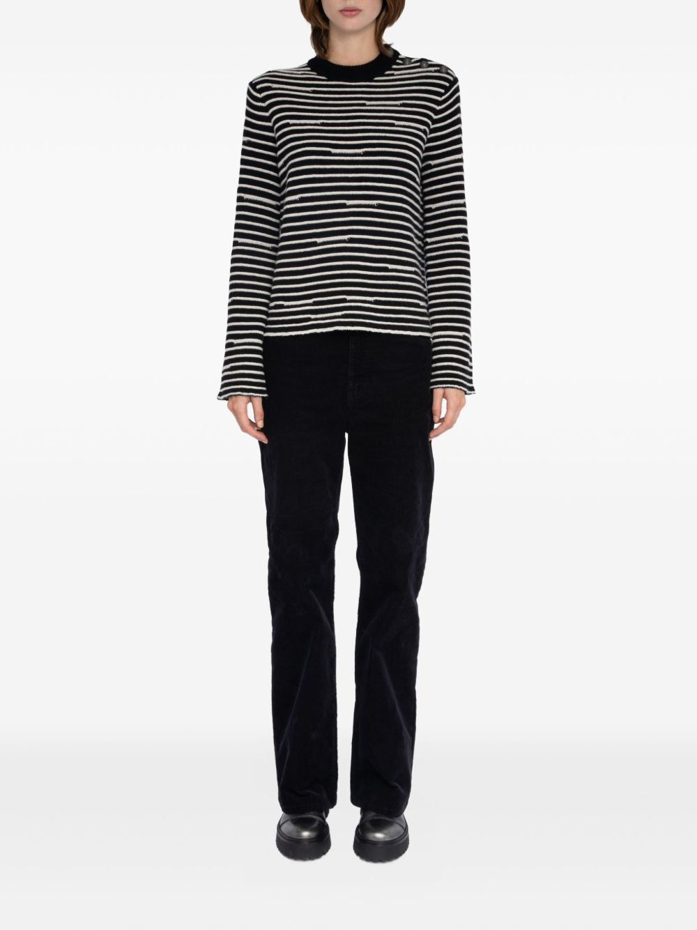 Spiky striped button-detailed sweater - 2
