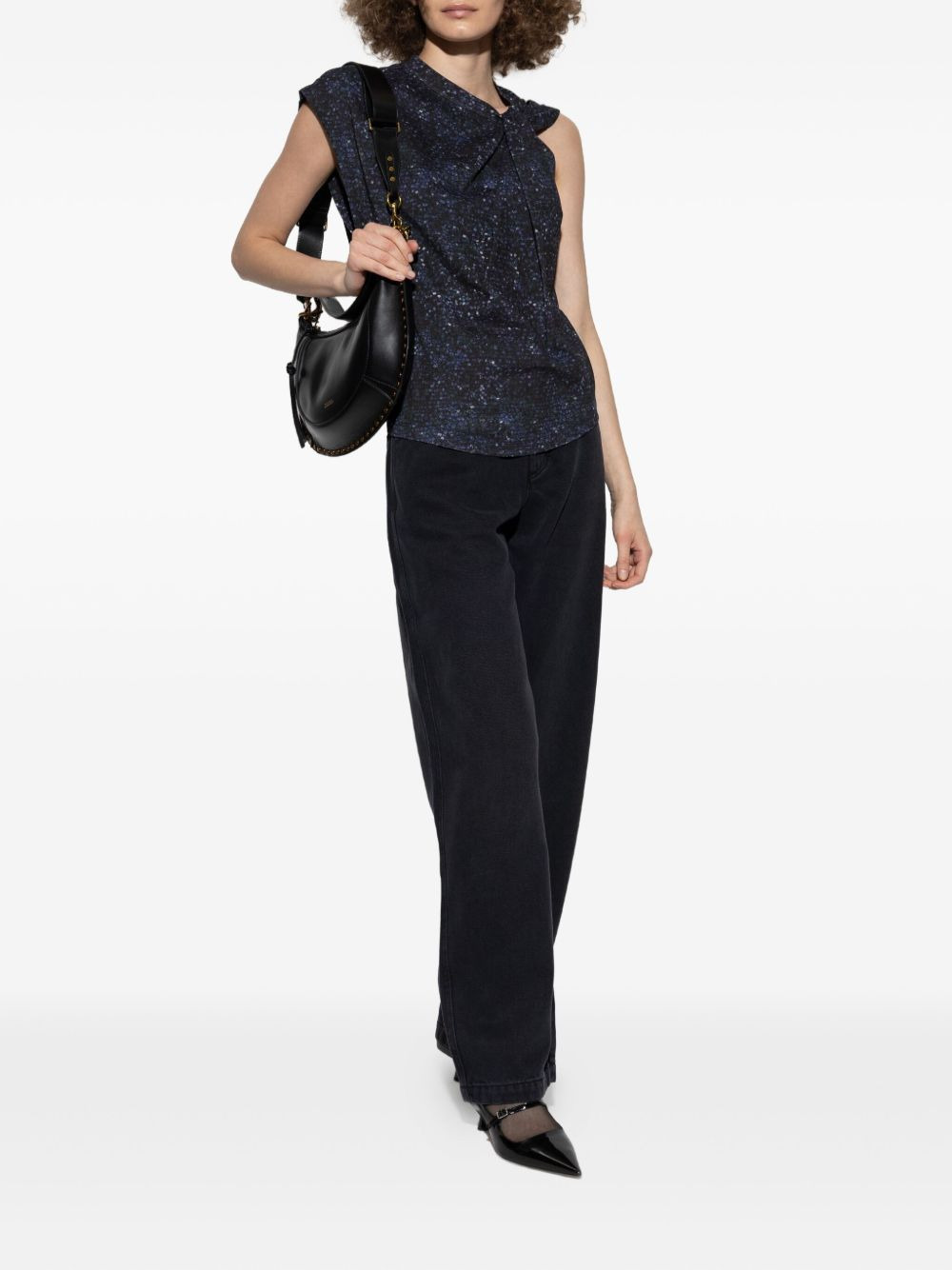 sequin-print knot-detail top - 2