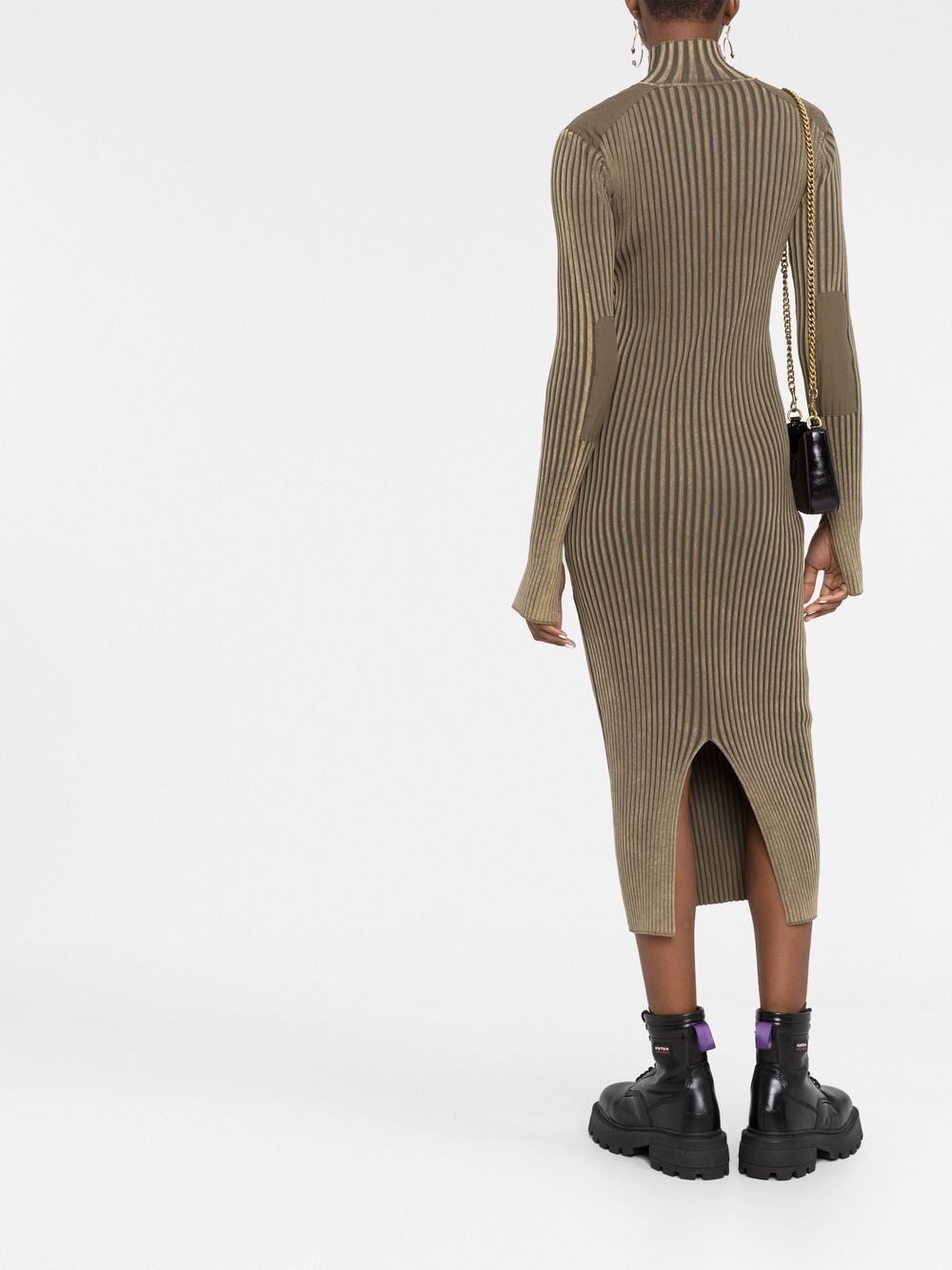 logo patch ribbed midi dress - 4