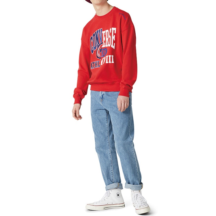 Converse Unisex Logo Printing Round-neck Sweatshirt Red 10018354-A02 - 5