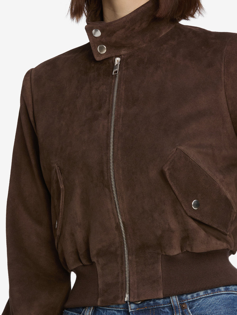 The Suede Harrington Jacket in Coffee 4