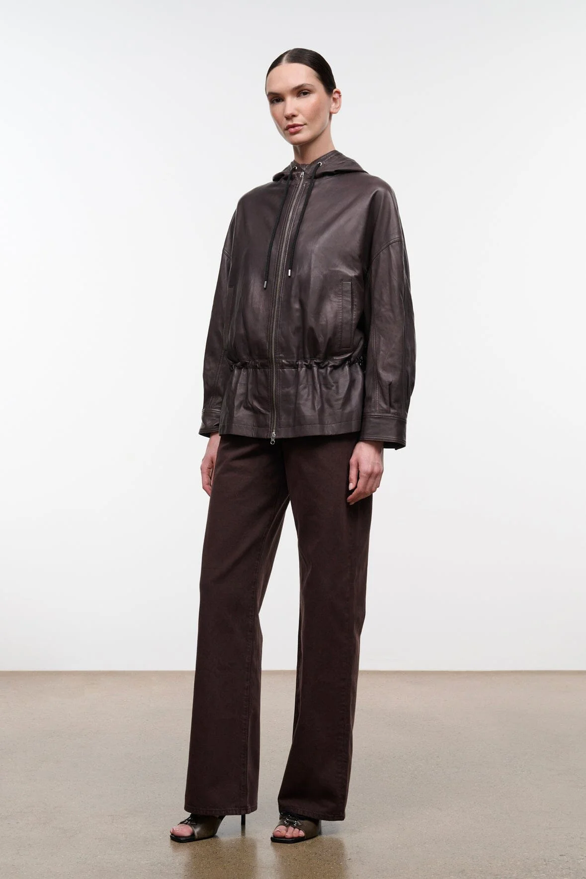 STAUD GONDOLA LEATHER JACKET EARTH - 1