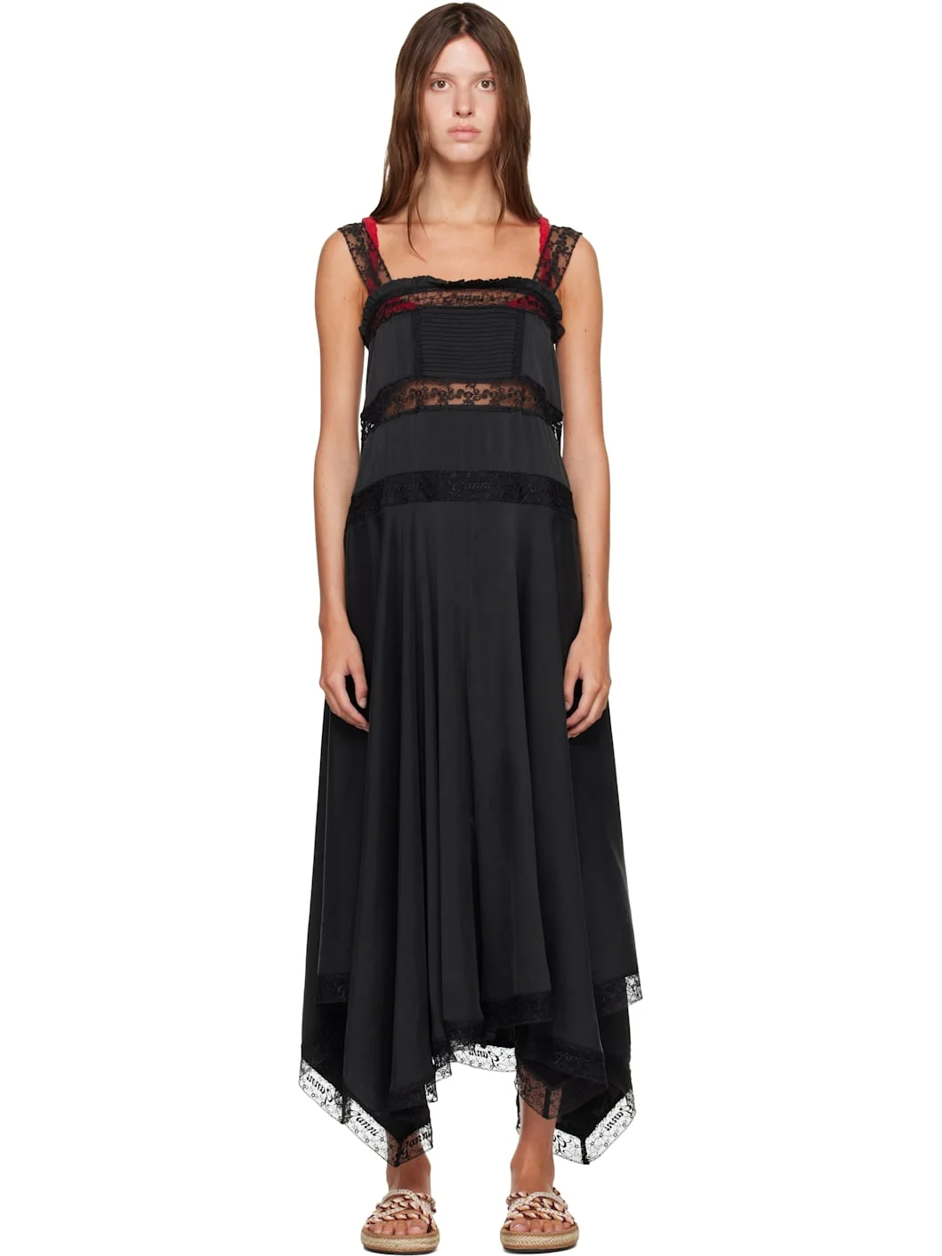 Black Sandwashed Silk Satin Slip Maxi Dress - 1