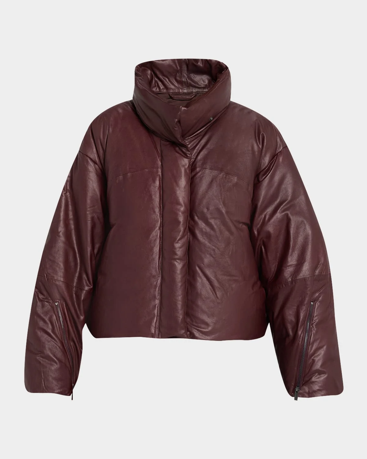 Leather Raglan Puffer Jacket - 1