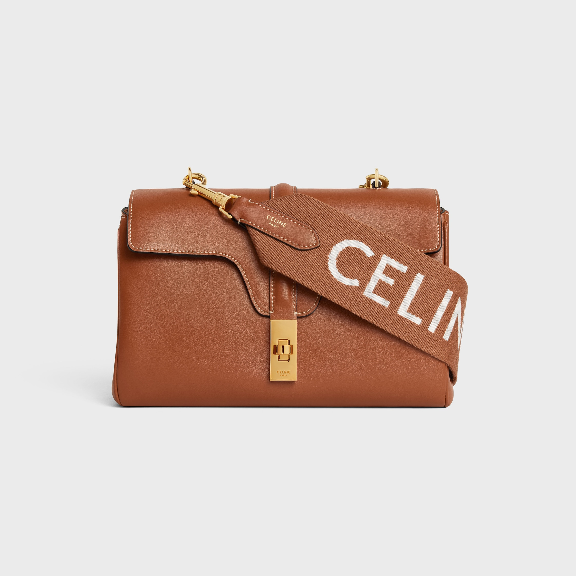 Long Strap in Wool with Celine jacquard with GOLD FINISHING - 2