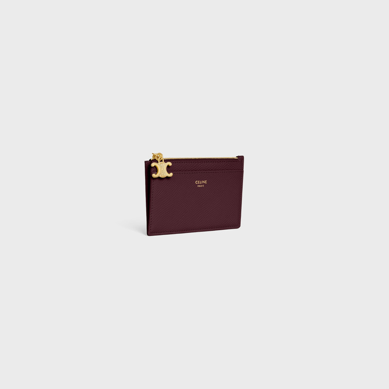 CELINE ZIPPED CARD HOLDER TRIOMPHE CHARMS IN GRAINED CALFSKIN outlook