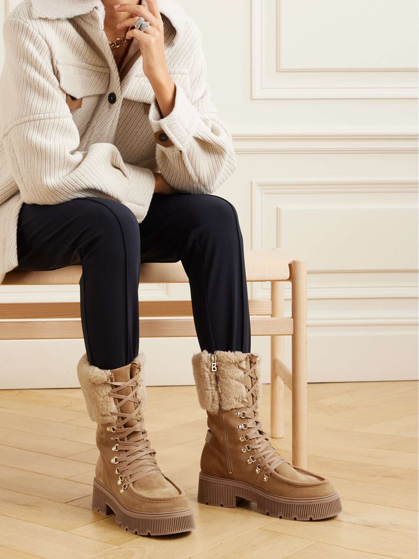 Turin shearling-trimmed suede boots - 2
