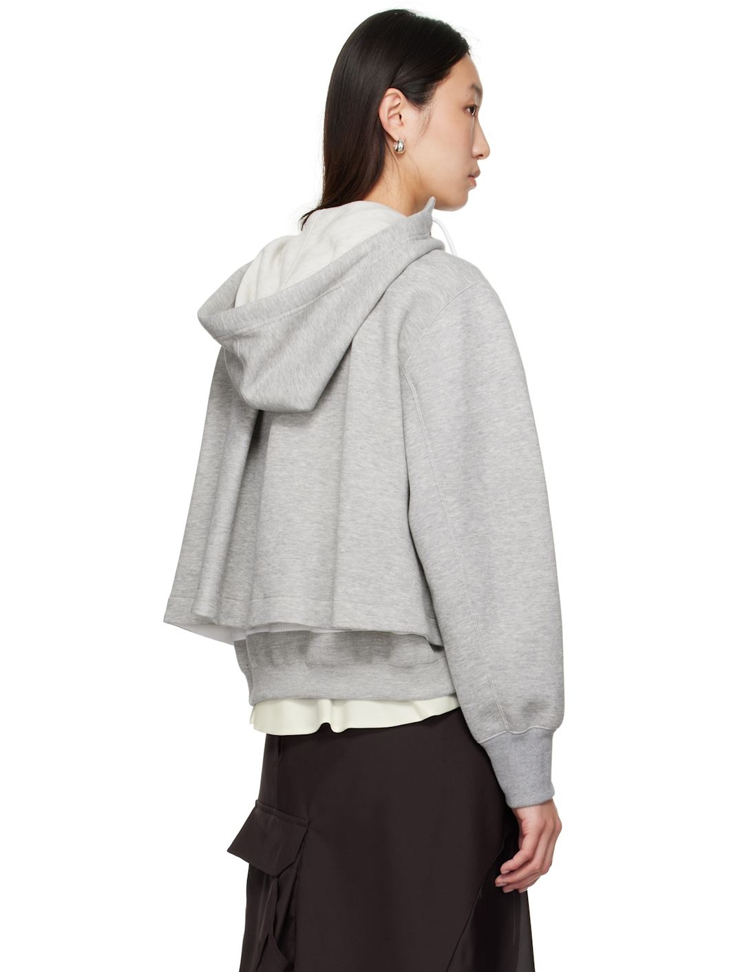 Gray Sponge Sweat x Nylon Twill Hoodie - 3