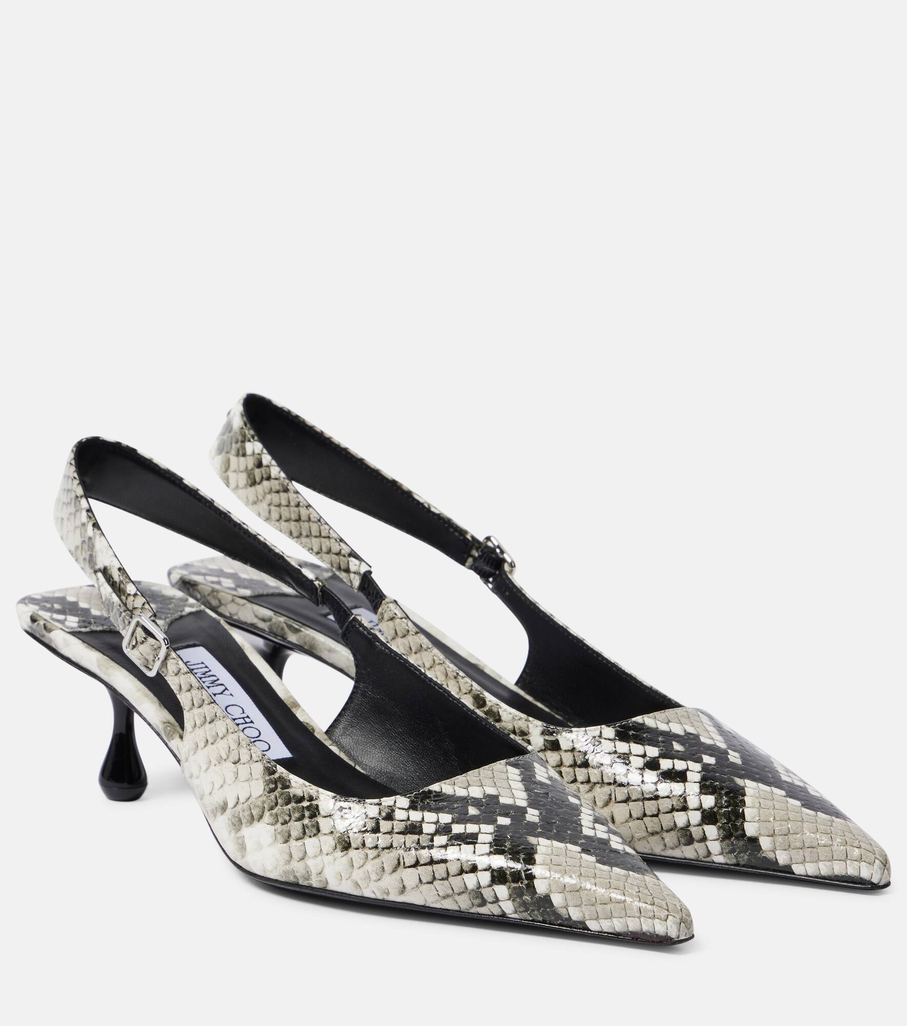 Amel 50 snake-effect leather slingback pumps - 1