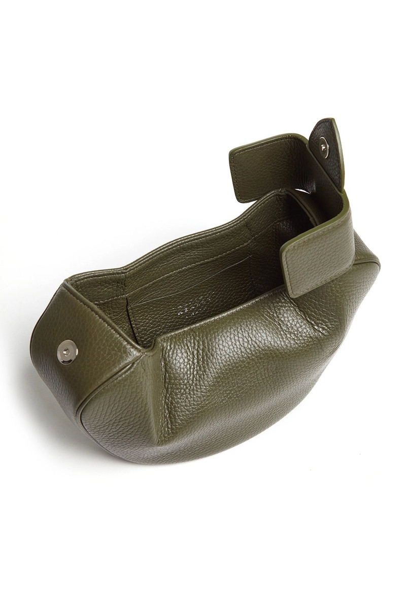 Soft Demi Clutch in Olive Textured Leather 4