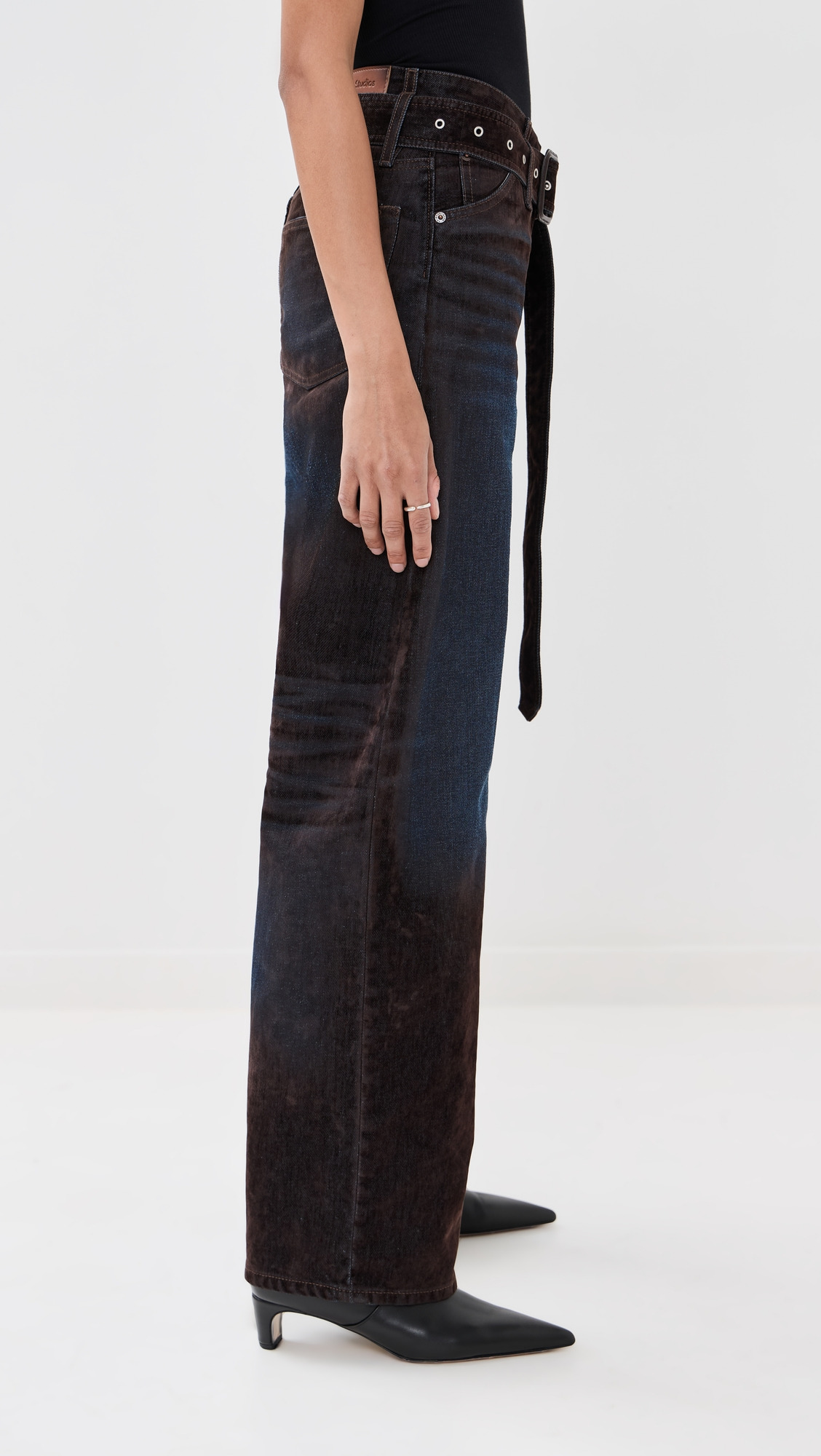 Denim Used Flock Loose Fit Trousers - 3