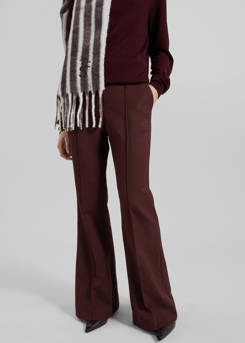 Kvale Pintuck Flared Trousers - Burgundy 3