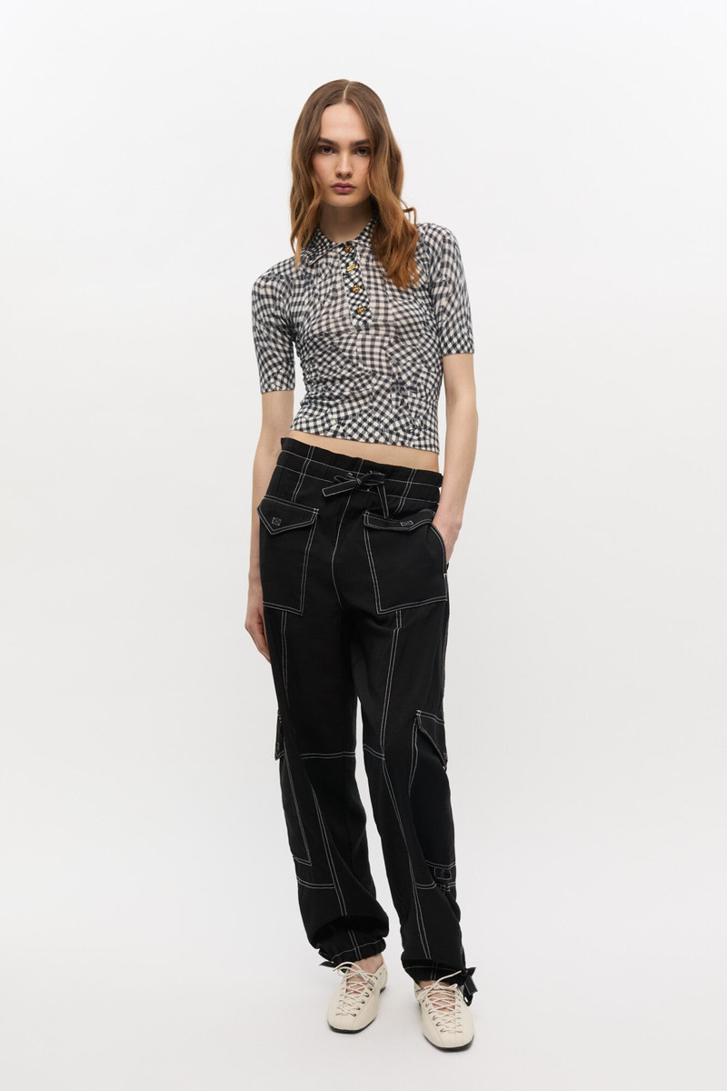 BLACK SHEER COTTON PRINTED POLO SHIRT 3