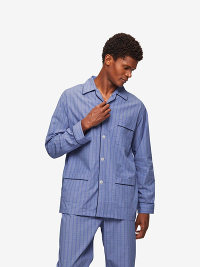 Derek Rose Men's Classic Fit Pyjamas Felsted 3 Cotton Blue outlook