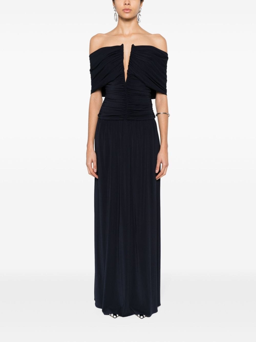 off-shoulder ruched maxi dress - 2