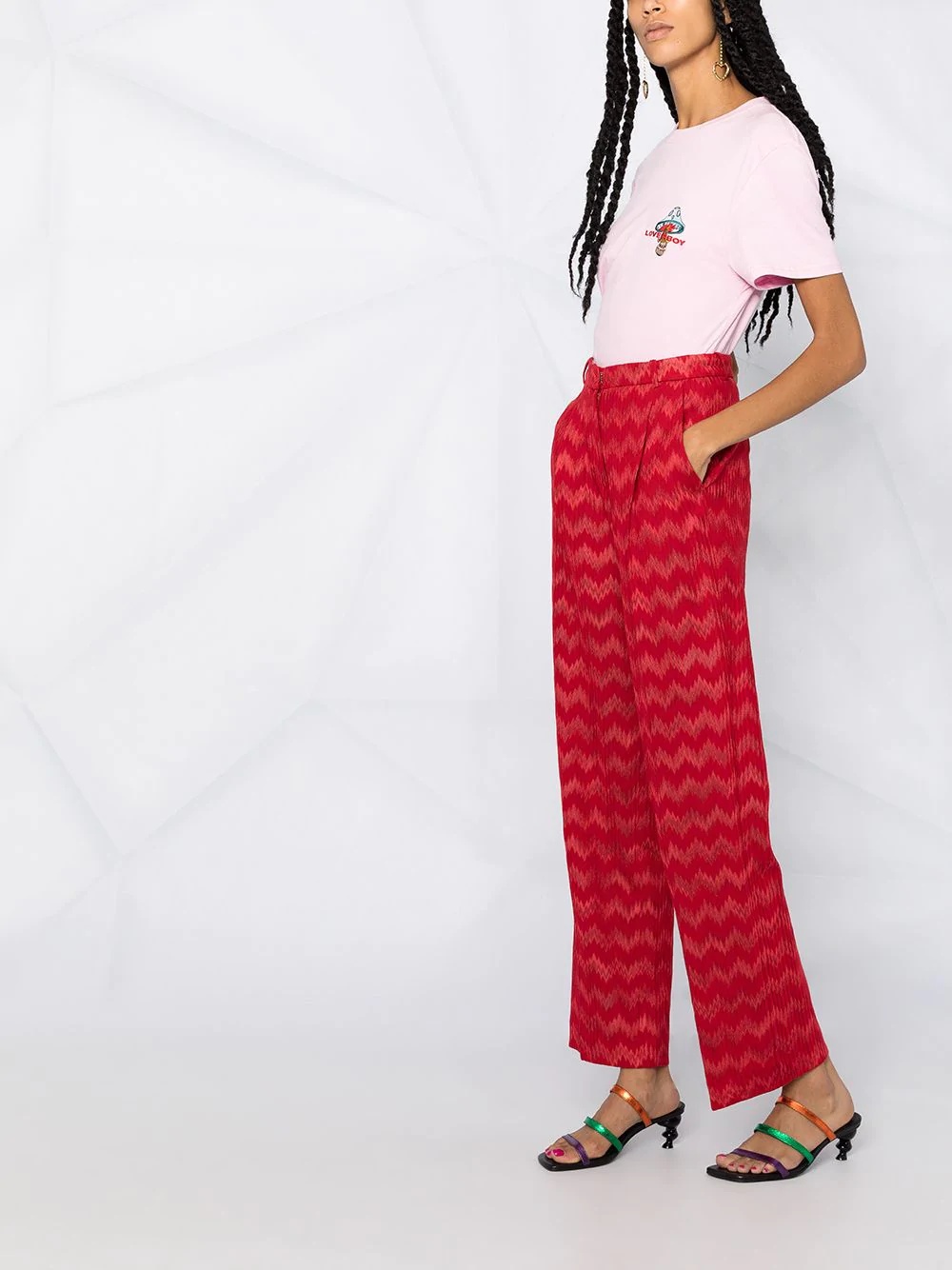 zigzag high-waisted trousers - 6