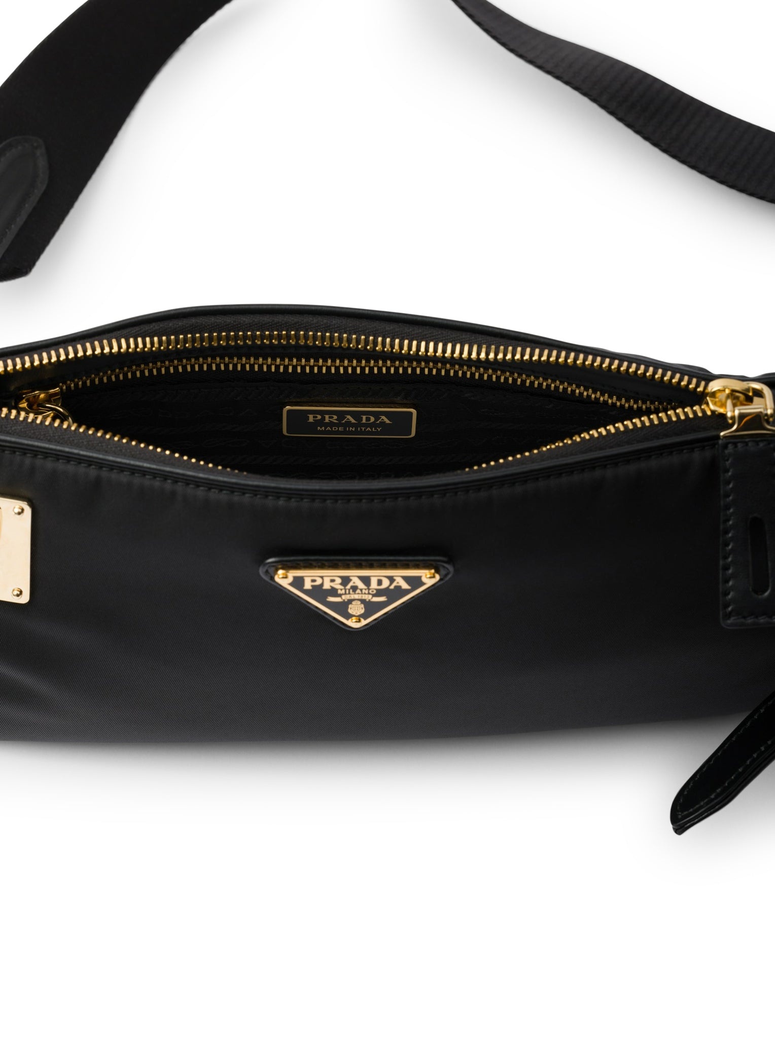 SMALL RE-NYLON AND LEATHER SHOULDER BAG WITH PADLOCK - 4