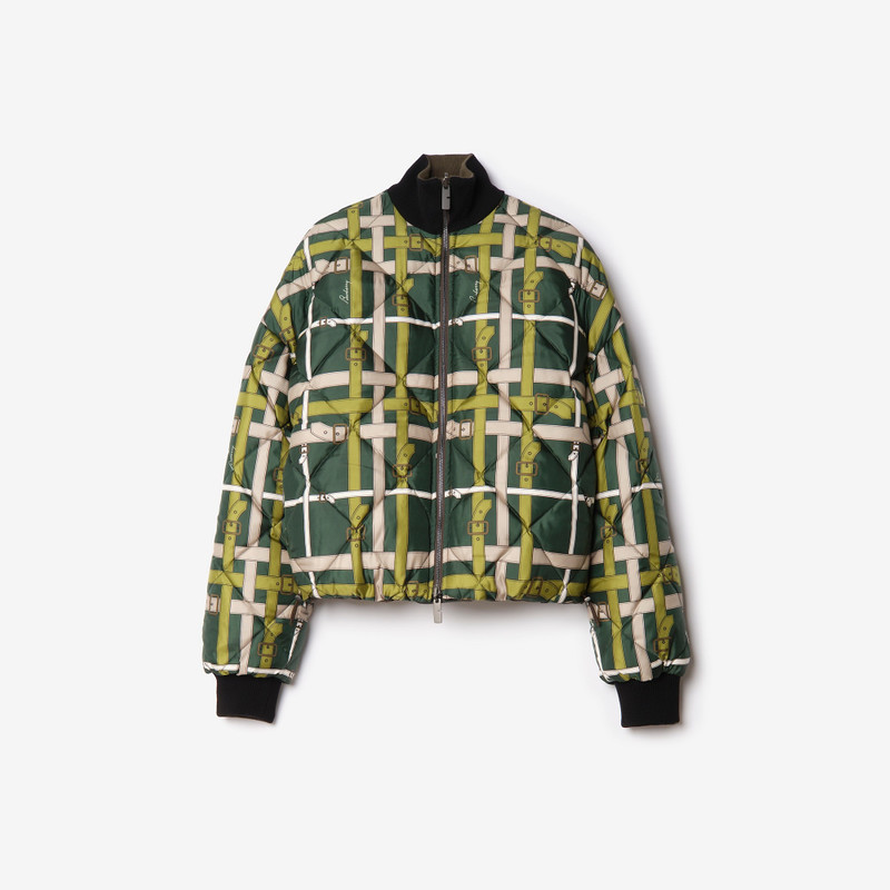 Cropped Reversible Belt Check Nylon Jacket 1