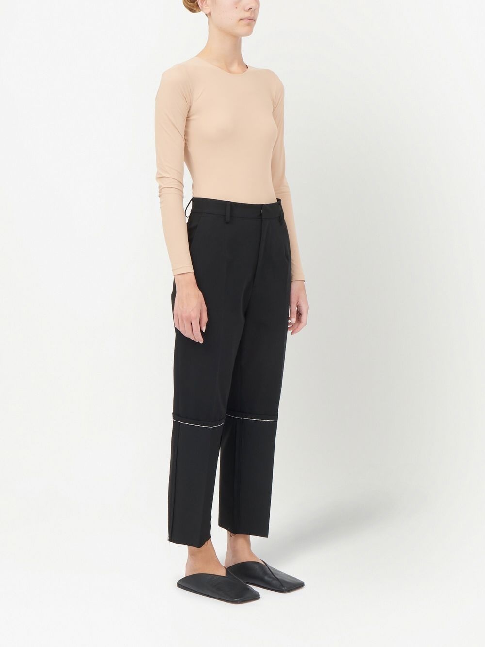 turn-up wide brim trousers - 3