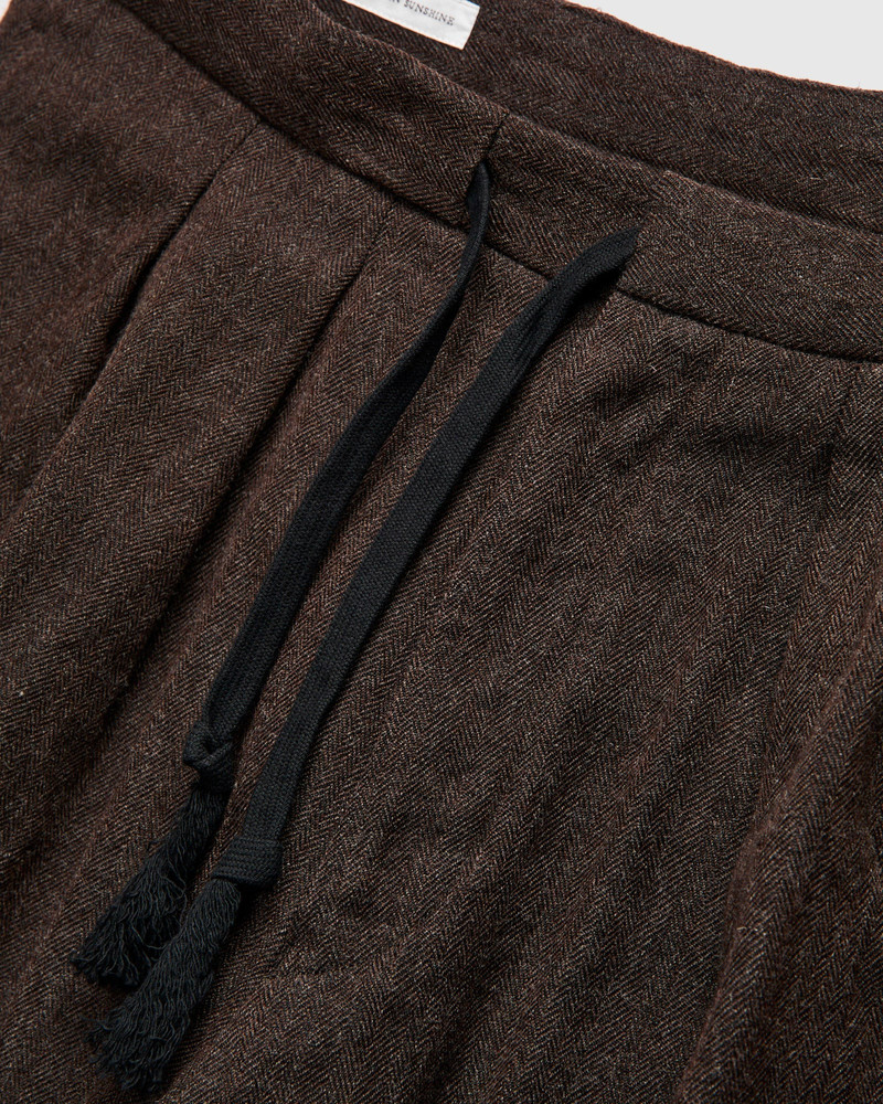 Wool Herringbone Easy Trousers in Top Brown 5