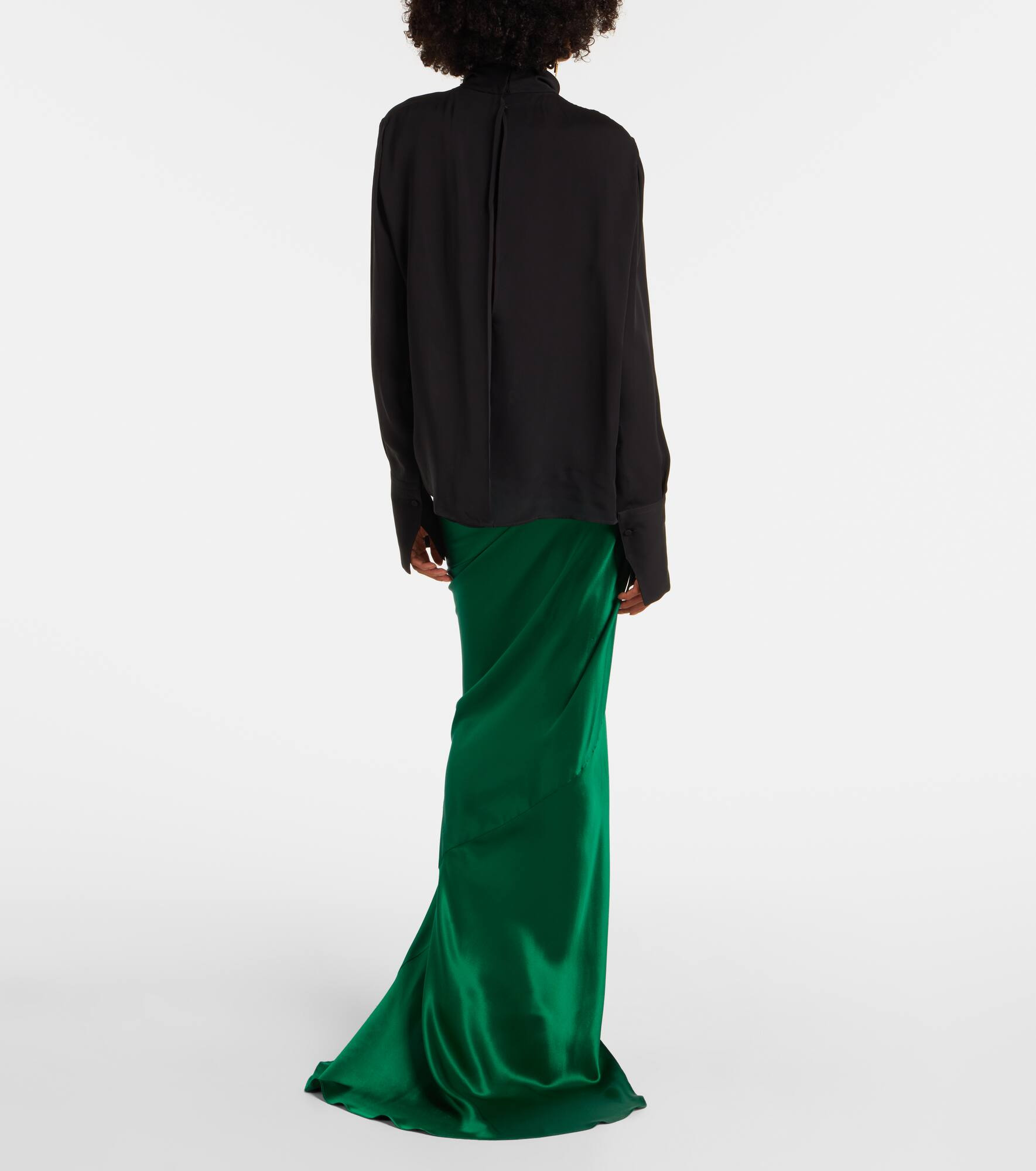 Draped silk satin blouse - 3