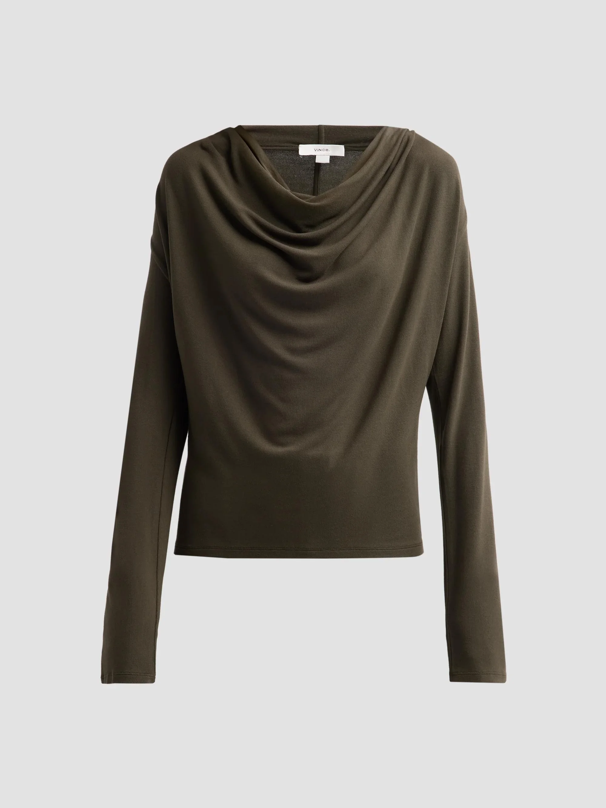Women's Long-Sleeve Cowlneck Top - Dark Moss - 1