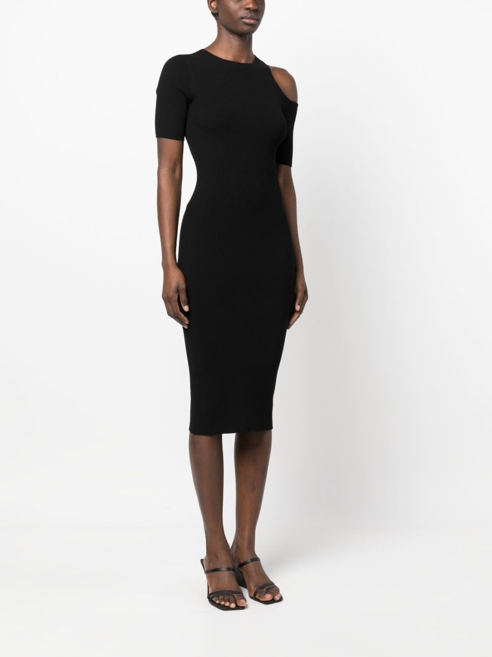 cut-out ribbed midi dress - 3