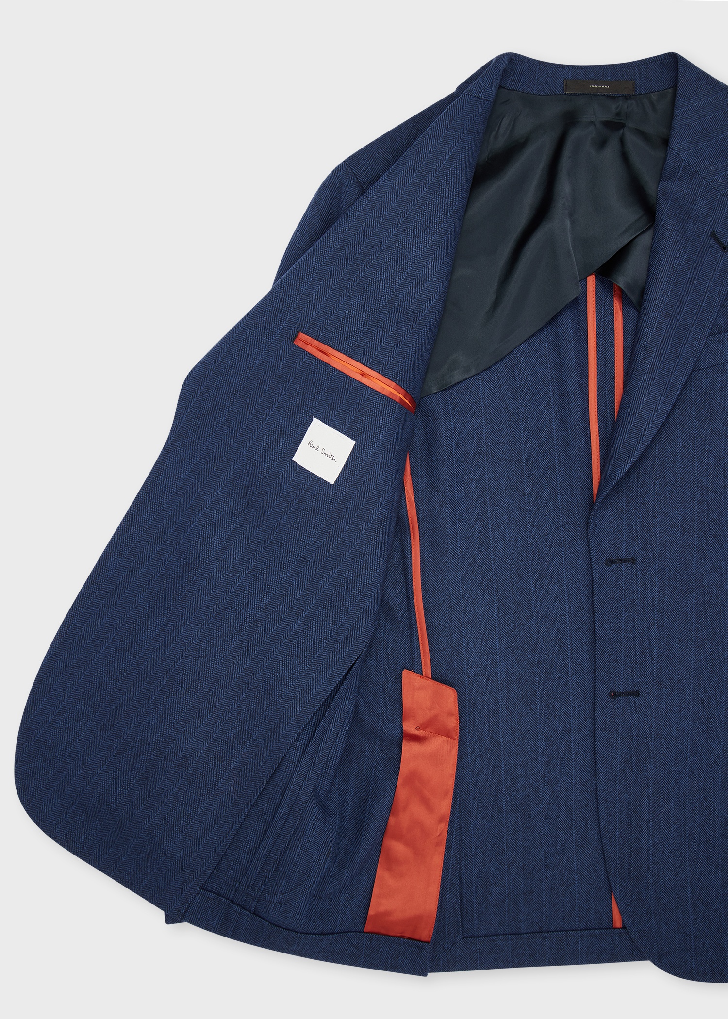 Blue Herringbone Wool-Cashmere Buggy-Lined Blazer - 4