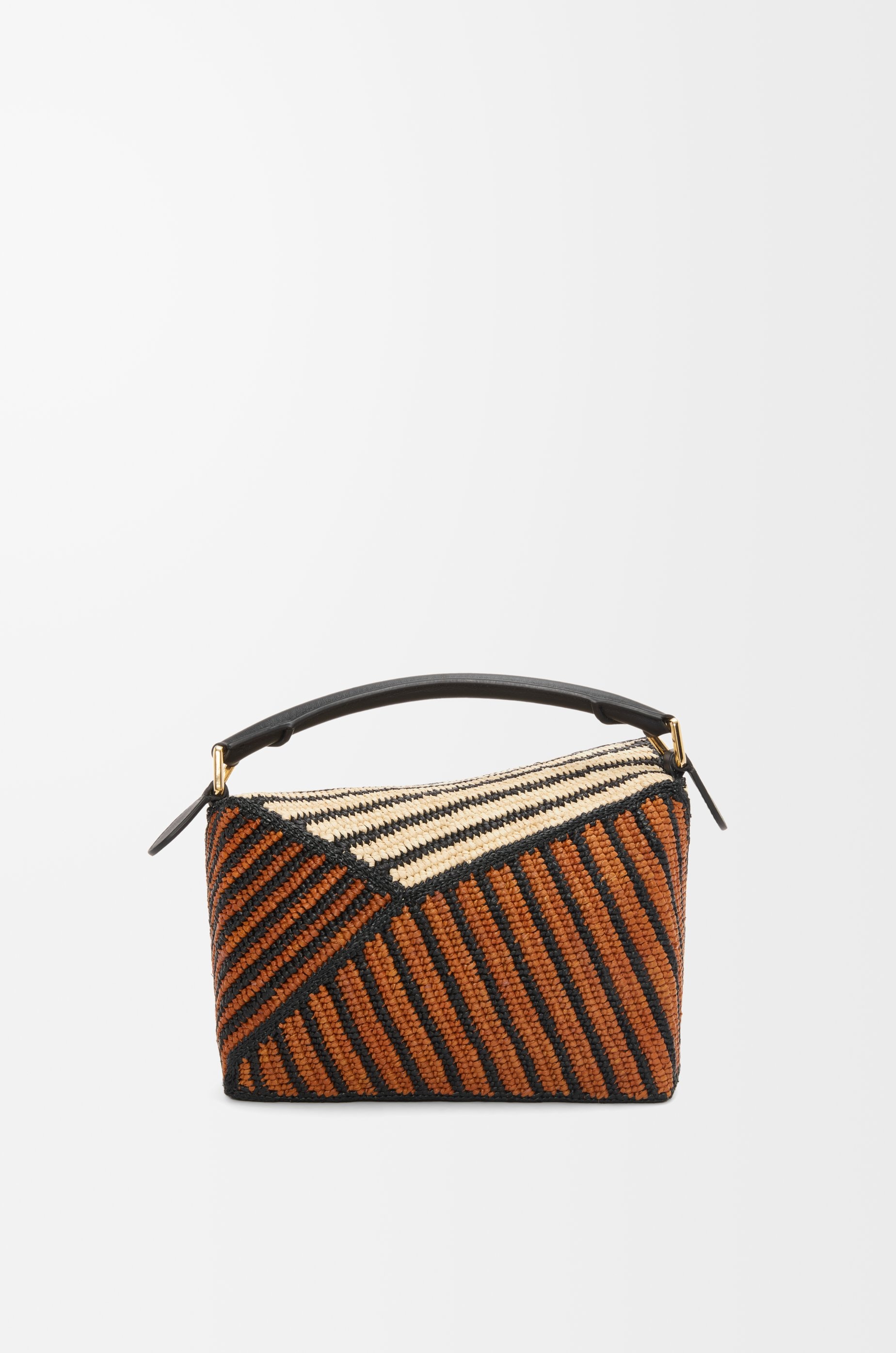 Small Puzzle Edge bag in raffia and calfskin - 6