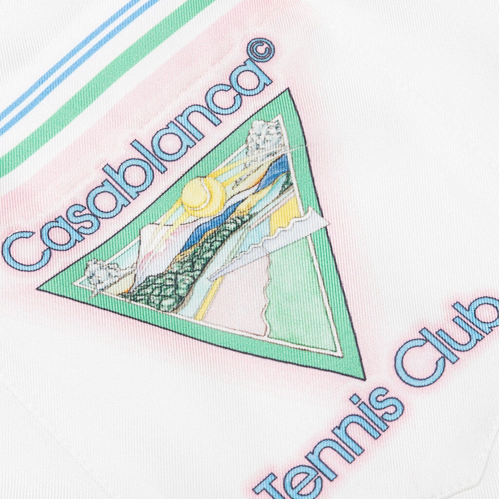 CASABLANCA TENNIS CLUB ICON SILK SHORTS W/ DRAWSTRINGS - MULTI - 4