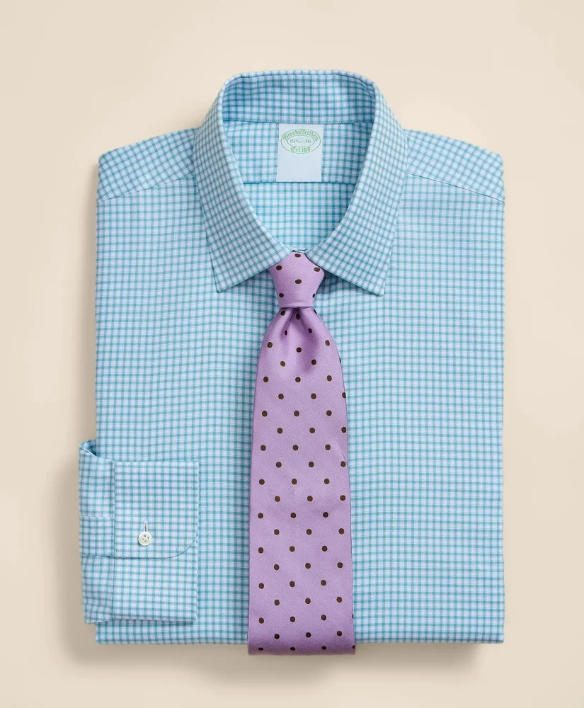 Brooks Brothers Explorer Collection Non-Iron Twill Ainsley Collar, Mini-Check Dress Shirt - 1
