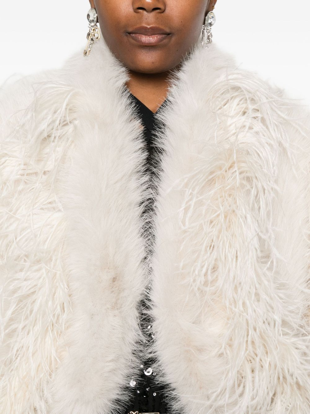 feather-trimmed jacket - 5