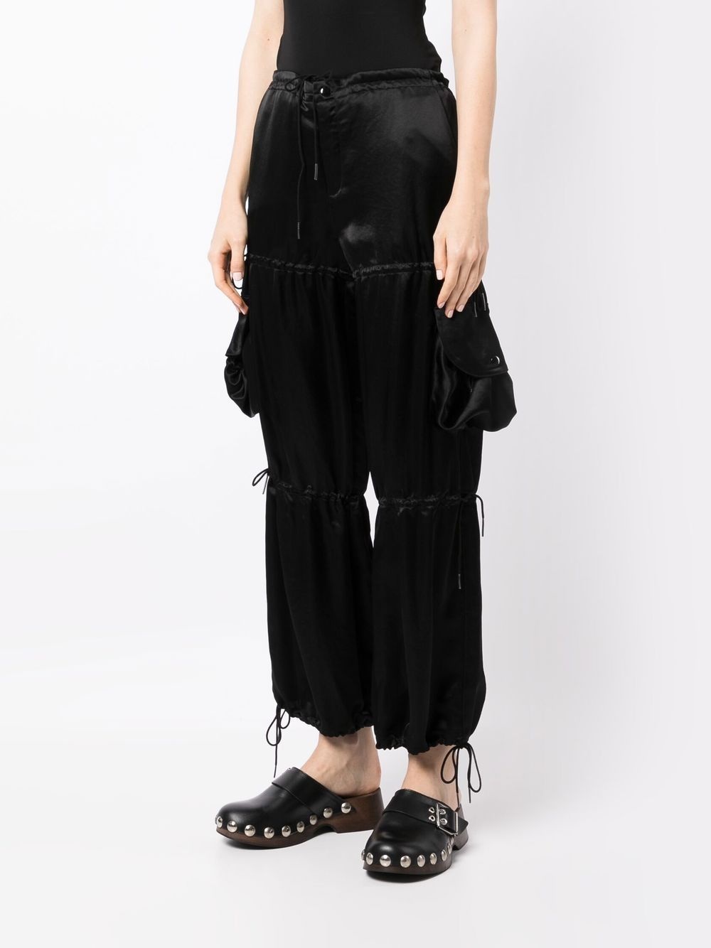 satin-finish pocket straight trousers - 3
