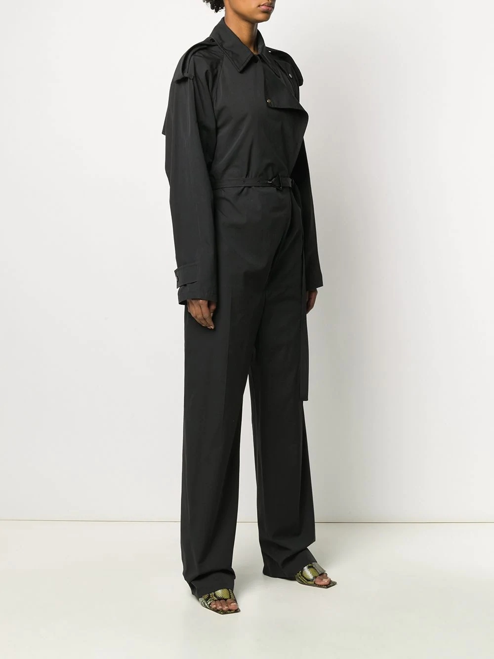 wide lapel belted jumpsuit - 3