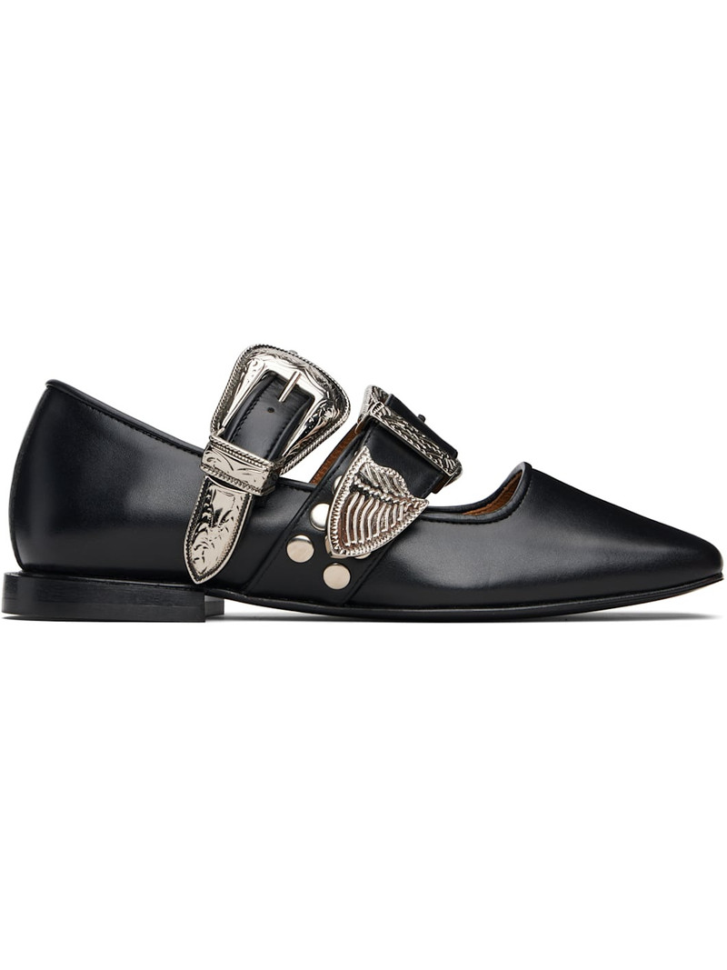 Black Leather Ballerina Flats 1