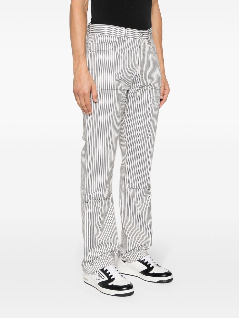 striped cotton carpenter trousers - 3