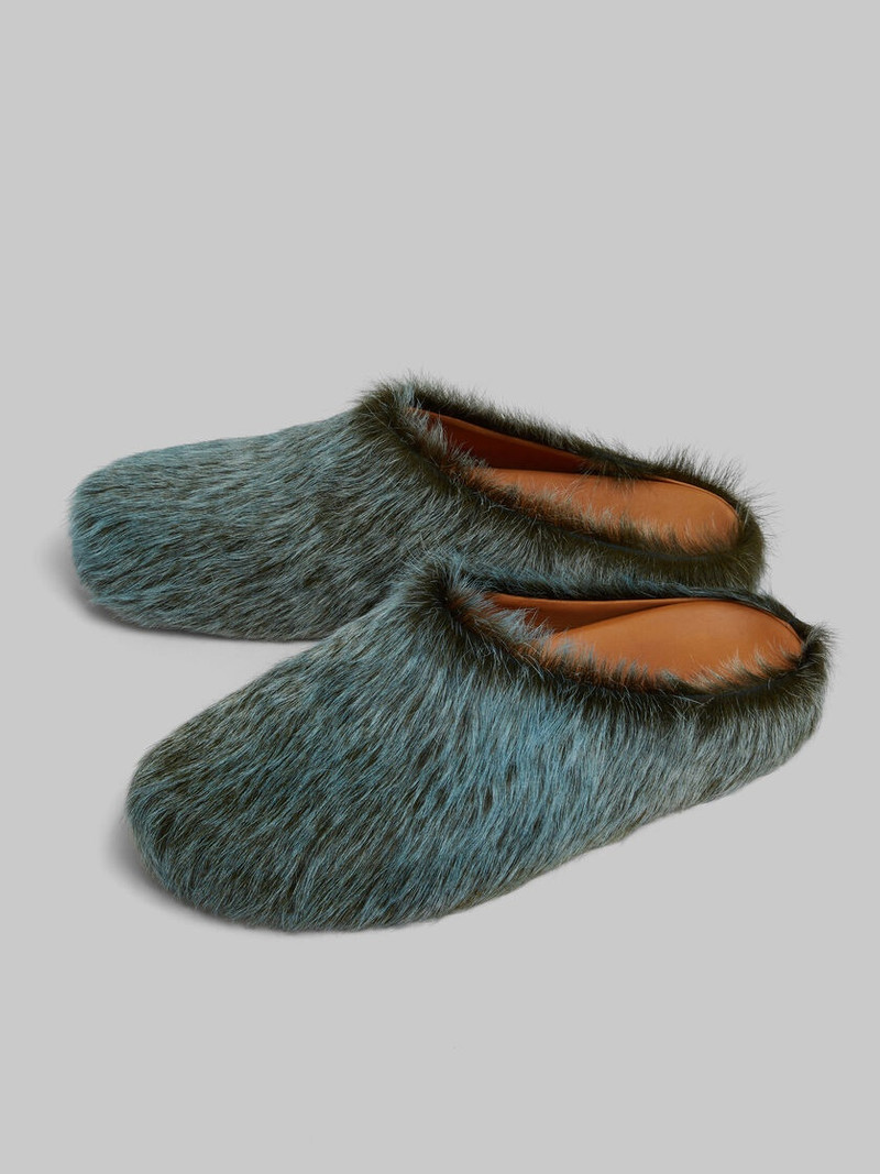 BLUE-GREY LONG HAIR CALFSKIN FUSSBETT SABOT 5