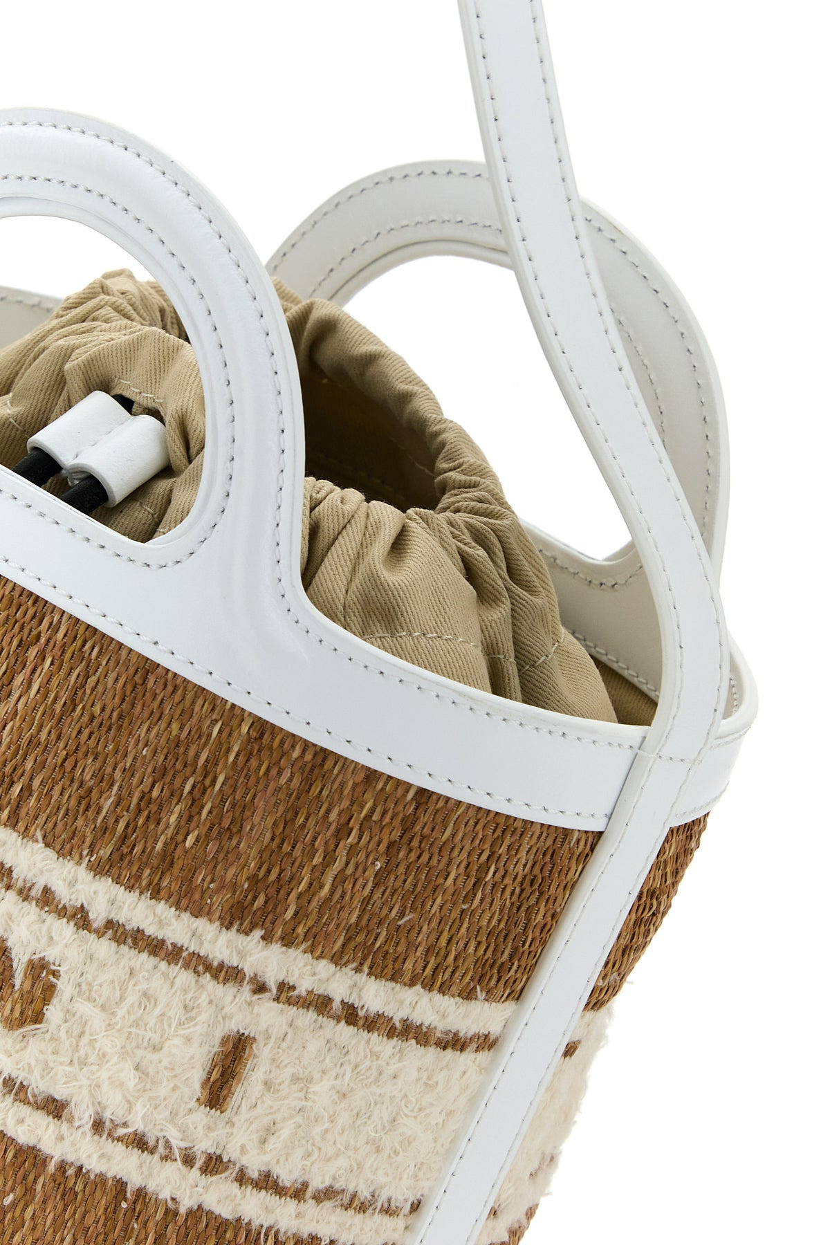Two-tone raffia and leather Tropicalia bucket bag - 4