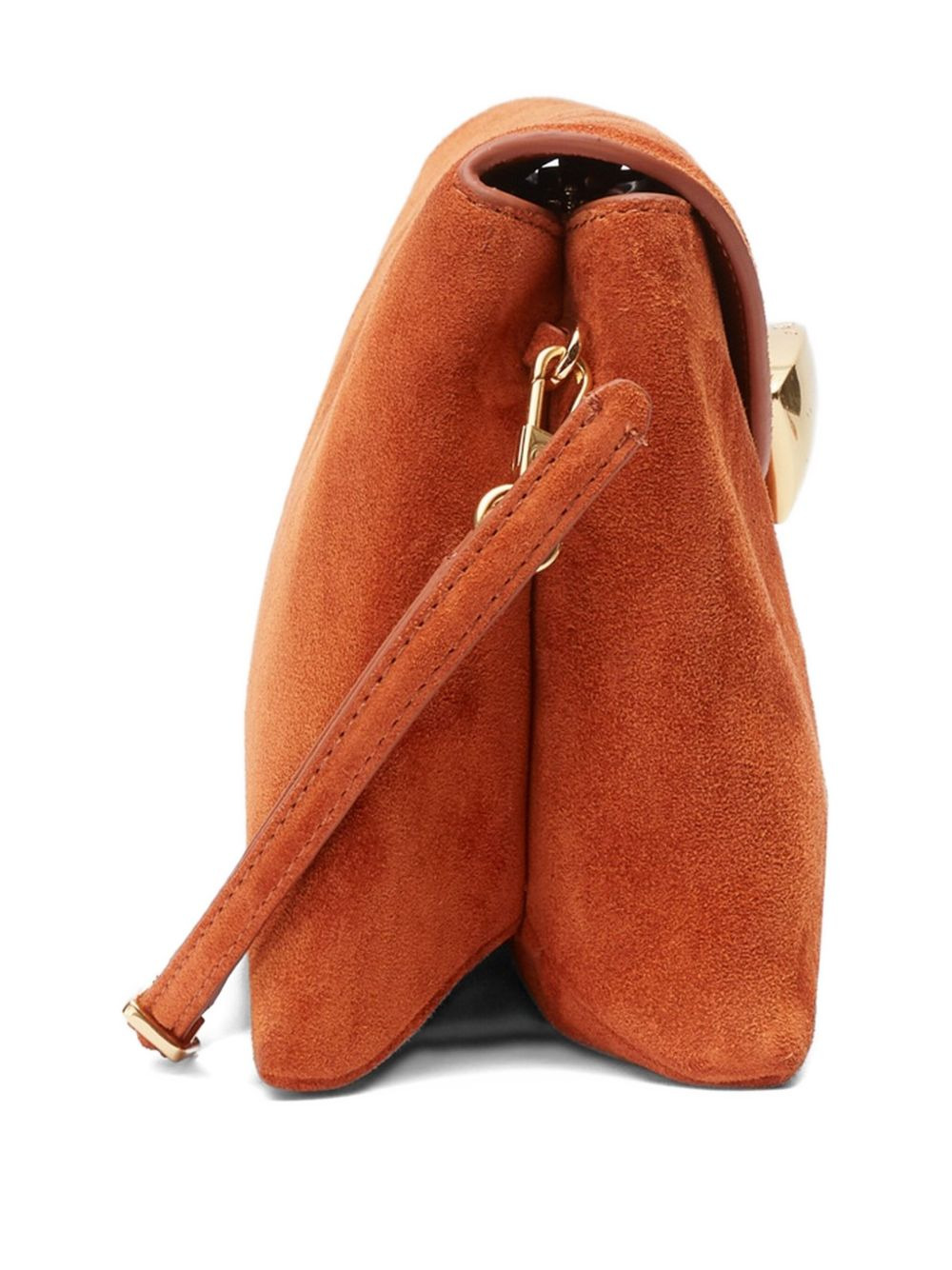 curved-flap suede clutch - 3