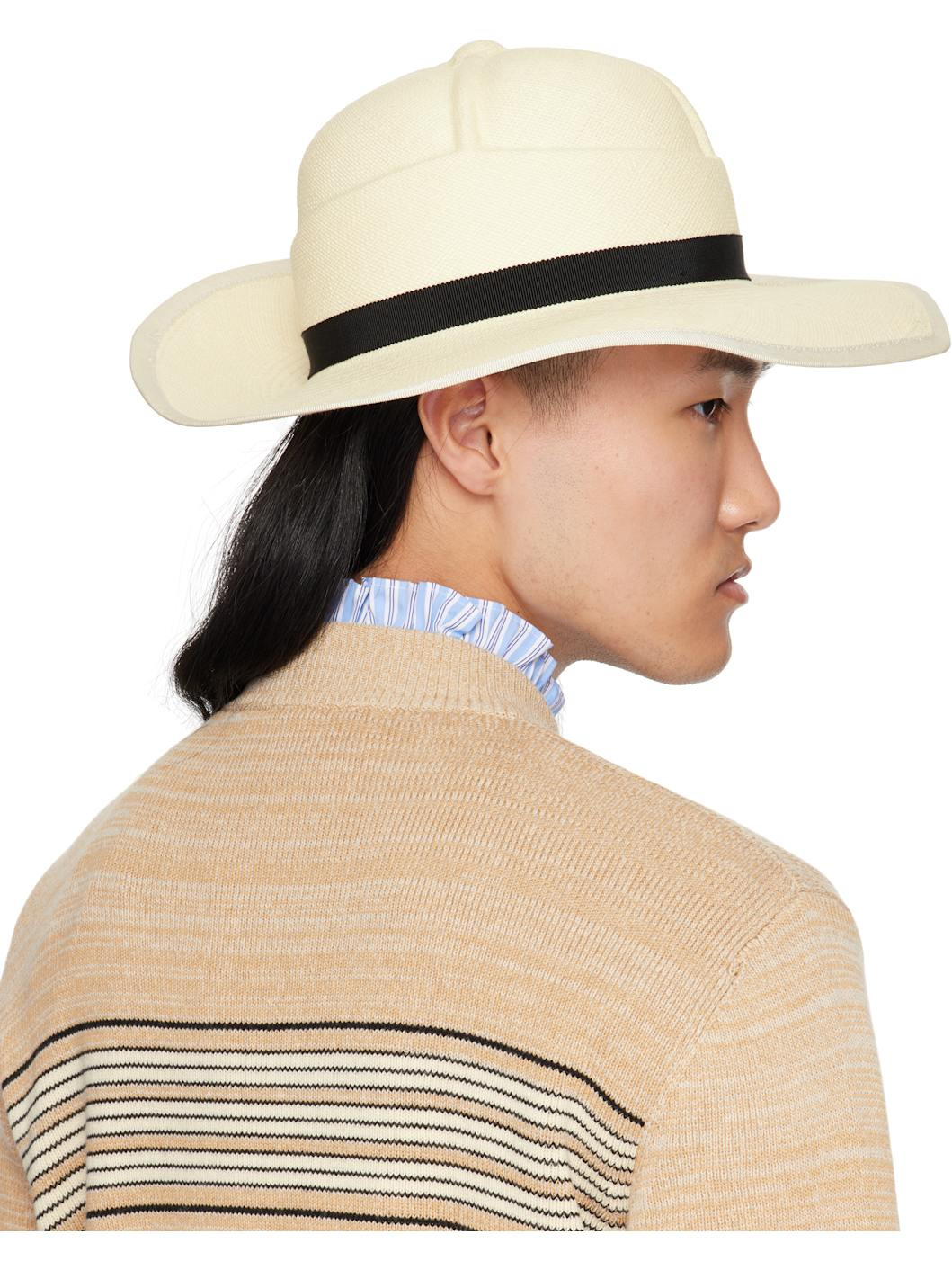 Off-White Large Brim Panama Hat - 3